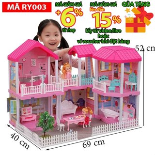  Nhà Búp Bê Công chúa 3 tầng Cỡ Lớn Màu hồng cho bé gái 💖🏰 Kích thước 60-70 cm Quà tặng giáng sinh sinh nhật 