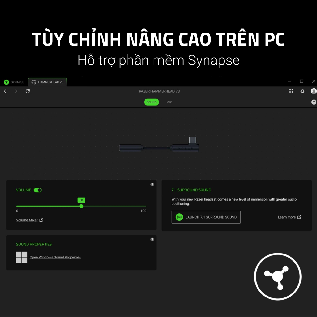 Tai Nghe Nhét Tai Razer Hammerhead V3 | Có Dây | Chống Rối | Driver 11mm | 7.1 THX | 3x Eartip Silicon | BigBuy360 - bigbuy360.vn