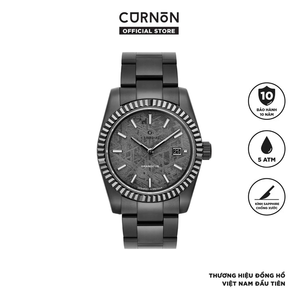 Đồng Hồ Nam Curnon Grandeur Gravex – Mặt Kim Dạ Quang, Thiết Kế Sang Trọng, Dây Kim Loại Chính Hãng
