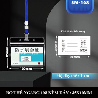 Bộ 50 thẻ ngang 108 (8,5x10 cm) kèm dây đeo - Thẻ tên nhân viên , học sinh, thẻ sự kiện, bác sỹ ....