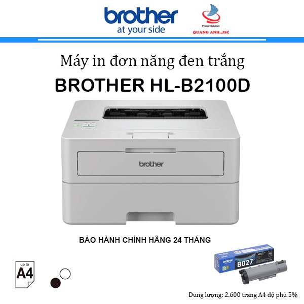 Máy in Brother HL-B2100D (A4 | In đảo mặt | USB) - Bảo hành 24 tháng