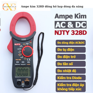 Ampe kìm 328D NJTY đồng hồ kẹp dòng AC và DC vạn năng đo tụ điện, diode, tần số, nhiệt độ, điện trở, điện áp NCV