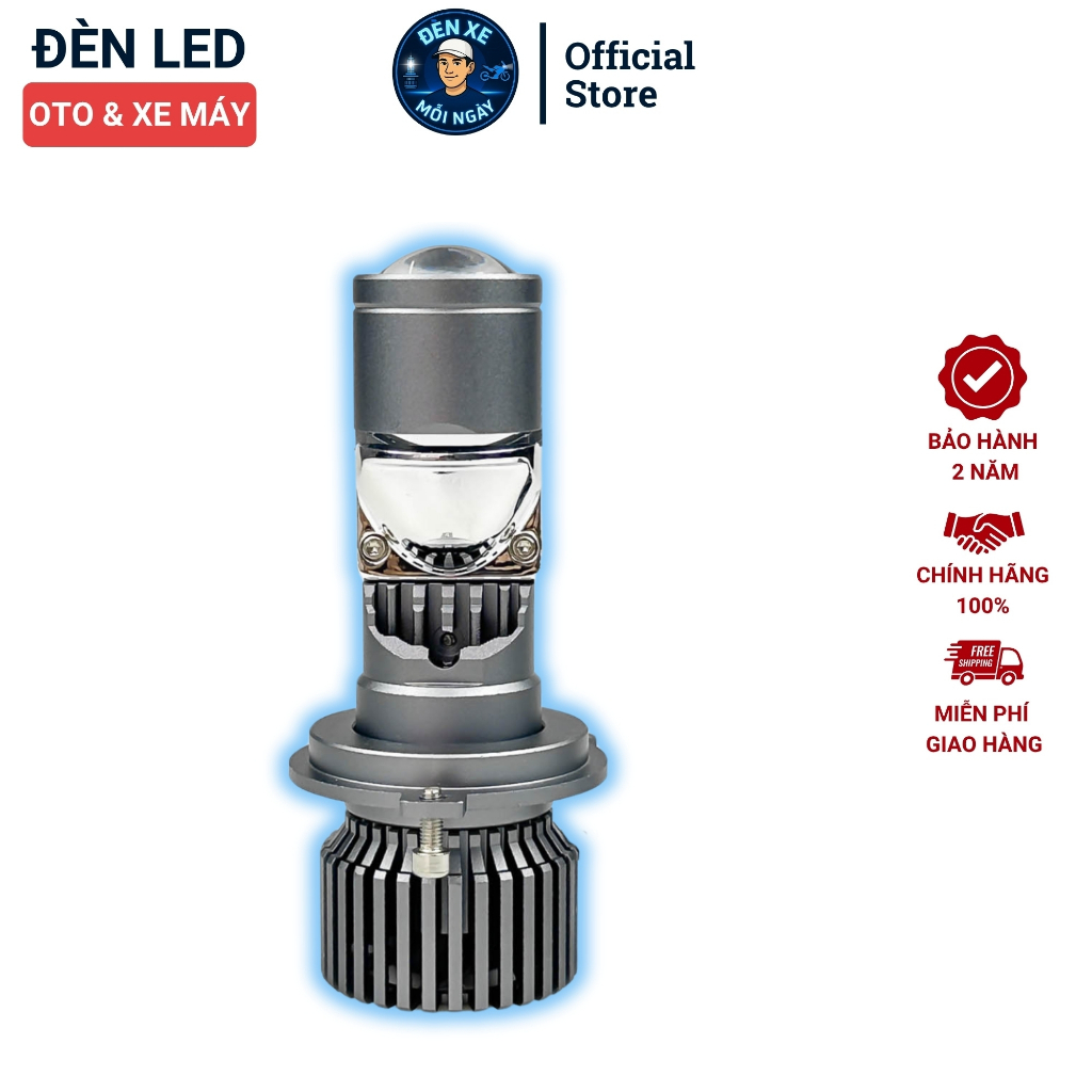 Đèn Bi Cầu Mini F40 ZED LIGHT - 50W 12 24V DC Chống Lóa Lắp Xe Máy Oto Chân H4- Bảo Hành 12 Tháng