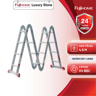 Thang nhôm gấp đa năng 4 đoạn nhập khẩu FUJIHOME ML104N gấp nhiều kiểu - dễ gấp gọn- cao tối đa 4,5m