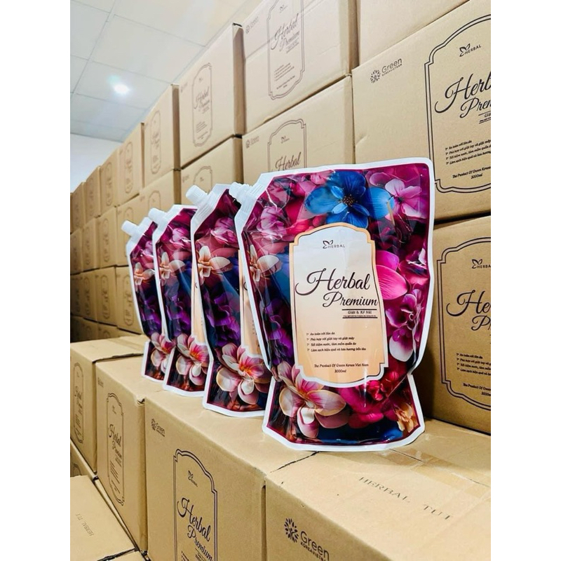 { Sỉ 1 Thùng 4 túi 12 Lít} - Nước giặt HERBAL PREMIUM/ Eco Hương Nước Hoa 1 Túi 3 Lít