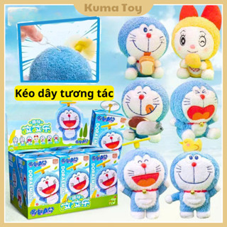 Blindbox gấu bông Doraemon có tương tác dây kéo 12cm - mô hình doremon đồ chơi hộp mù