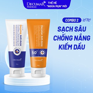 Bộ Sữa Rửa Mặt Và Kem Chống Nắng Decumar ProMax Làm Sạch Da Ngừa Mụn, Ngăn Tia UV Gây Sạm Da - DPG02, DPS01