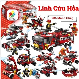  Mô Hình Lắp Ráp Xe Cứu Hỏa - Biệt Đội Xe Lính Cứu Hỏa - Có 8 Hộp Đa Dạng Cách Ráp Phù Hợp Với Trẻ 4T 