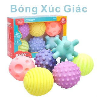 Đồ chơi bóng xúc giác,  set 6 trái bóng giúp trẻ phát triển xúc giác, gặm nướu, tăng vận động ở trẻ từ 3 tháng tuổi