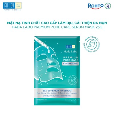Mặt nạ tinh chất làm dịu và cải thiện da mụn, nhạy cảm cao cấp Hada Labo Premium Pore Care Serum Mask (23g/miếng)