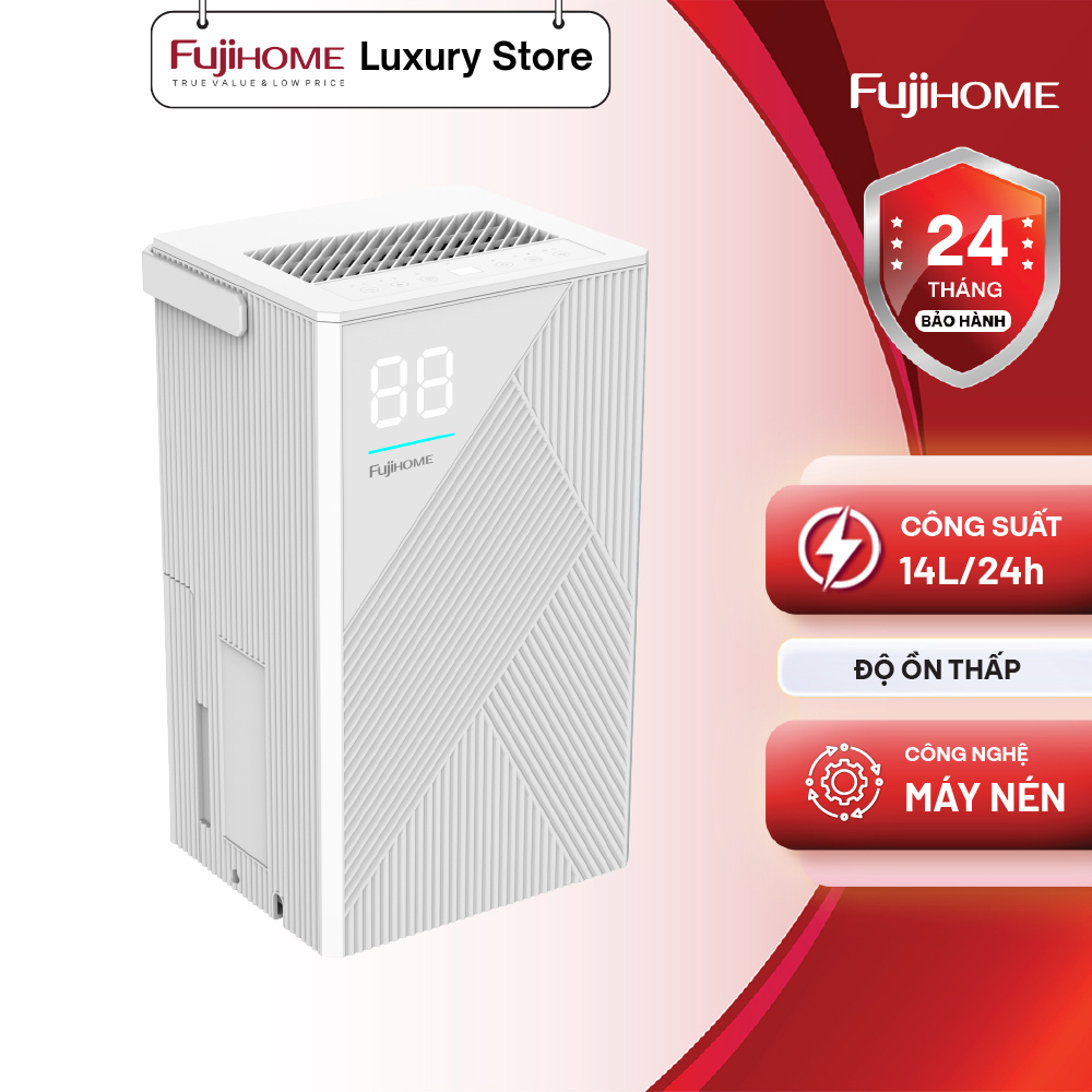 Máy hút ẩm dùng máy nén nhập khẩu FUJIHOME DH14 Công suất hút 14 lít/ ngày - Bảo hành 24 tháng