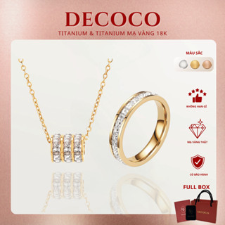 Bộ trang sức vòng cổ và nhẫn nữ DECOCO ACC Embrace titan đính đá (kèm Túi giấy + Hộp + Thiệp)