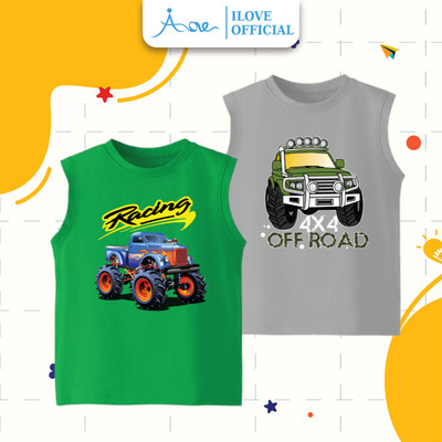 [MỚI] Áo thun BA LỖ cho bé trai AORE, Áo phông sát nách in hình ô tô OFF ROAD chất COTTON mềm mịn, thoáng mát 10-32kg
