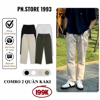 Combo Quần Kaki Ống Rộng Vải Đẹp Mềm Thoáng Mát Local Brand PN.Store1993 Pants Kem Ong Voi Nam Nữ