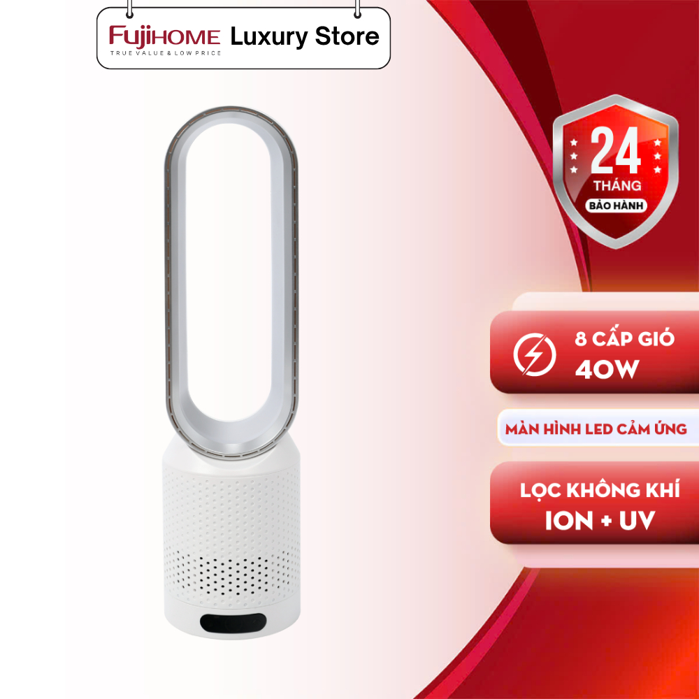 Quạt không cánh mini FUJIHOME BF16 lọc không khí khử khuẩn Anion + UV - Bảo hành 24 tháng