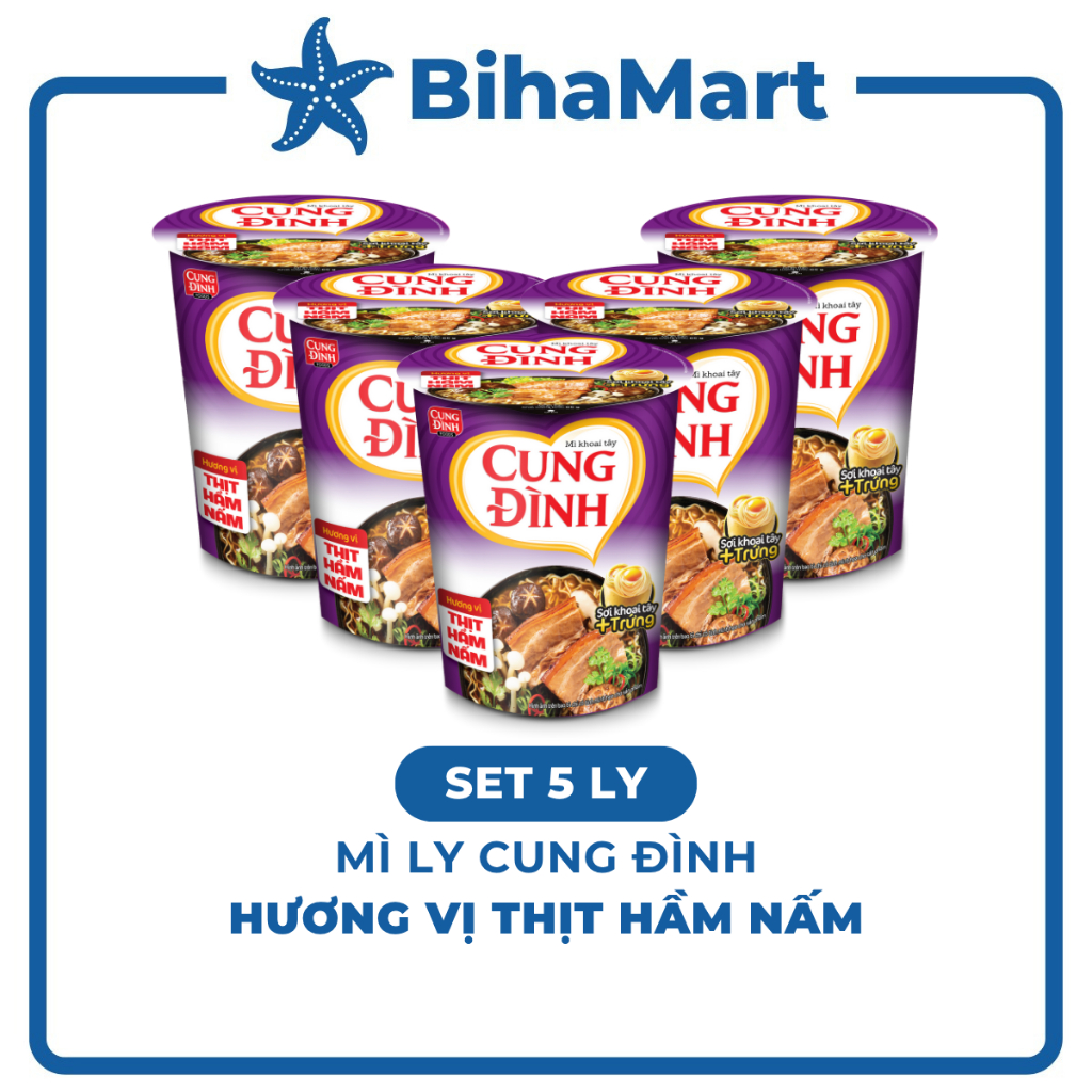 [SET 5 LY] - AFOTECH - Mì ly Cung Đình Thịt hầm nấm, Mì ly Thịt hầm nấm Cung Đình, Mì Thịt hầm nấm C