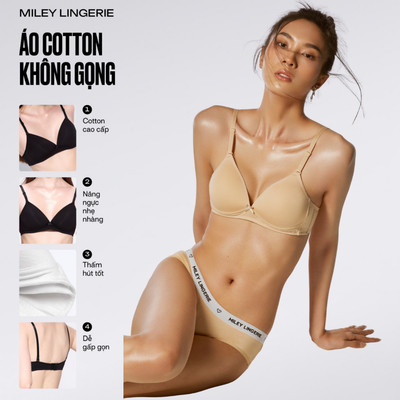 Bộ Đồ Lót Cotton Không Gọng Miley Lingerie Mút Mỏng Lưng Logo Being Me