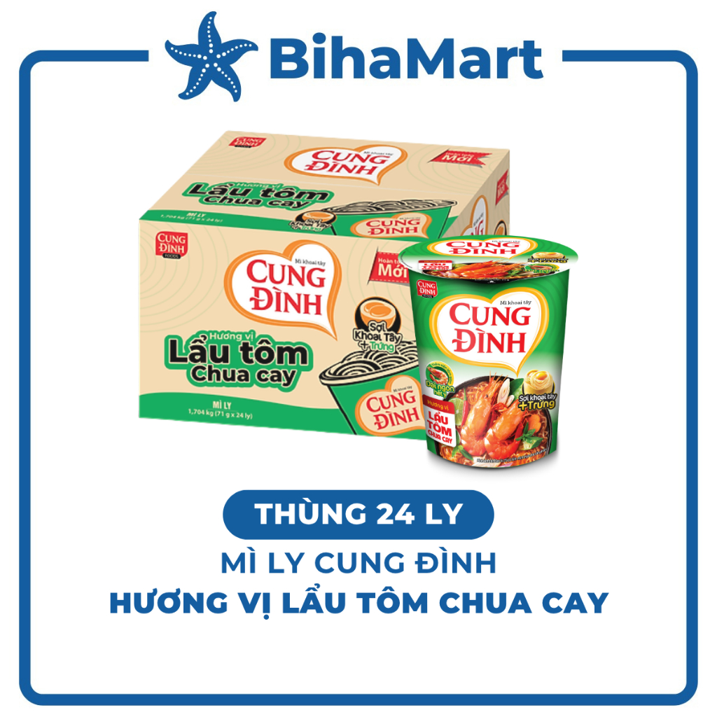 [THÙNG24LY]-AFOTECH - Mì ly Cung Đình Lẩu tôm chua cay, Mì ly Tôm chua cay Cung Đình, Mì Tôm chua ca