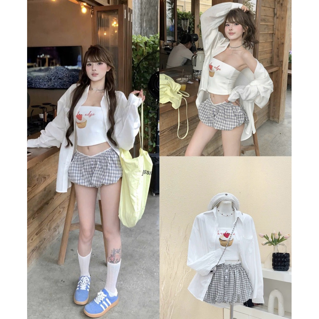 SET SOMI + VÁY CARO [ Kèm hình chụp thật ]
