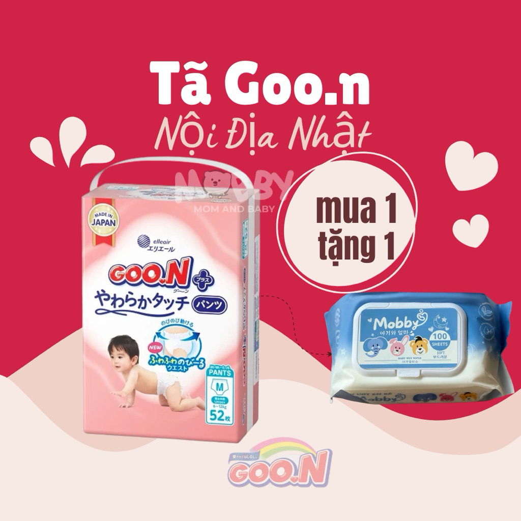  KÈM QUÀ Nội Địa Nhật Tã Bỉm Goon Premium Plus cao cấp đủ size Dán Quần 