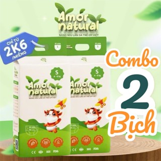  COMBO 2 BỊCH Tã Bỉm Amor Natural Việt Nam Mặt Bông Organic Công Nghệ Air Skin Độc Quyền 