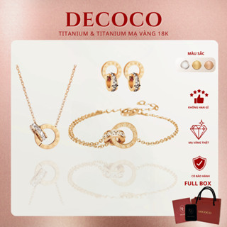 Bộ trang sức vòng cổ, vòng tay và khuyên tai Timeless DECOCO vòng tròn vô cực titan không gỉ (kèm Túi giấy + Hộp + Thiệp
