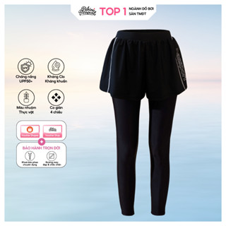  Quần bơi lẻ Nữ BIKINI PASSPORT kiểu 2 lớp quần dài - Đen Trắng - BS1044_BL 