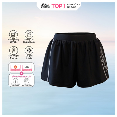 Quần bơi lẻ Nữ BIKINI PASSPORT kiểu rộng 2 lớp - Đen - BS1043_BL