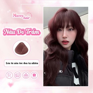 Thuốc nhuộm tóc, Thuốc nhuộm tóc màu NÂU ĐỎ TRẦM, Không Tẩy_MERRY HAIR, tặng kèm oxy trợ dưỡng và bao tay