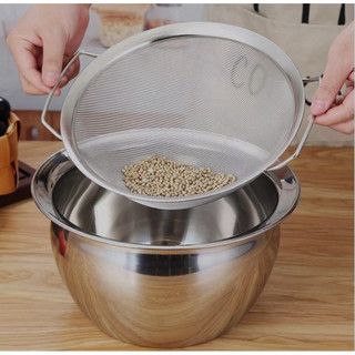 Rây lọc inox 304 lưới dày 40 mesh lọc bột lọc nước gạo lọc ráo dầu đồ chiên có tay cầm hai bên 