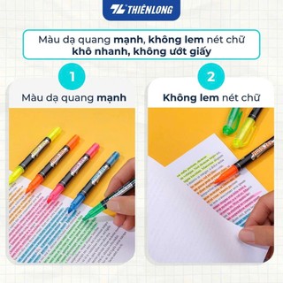 Bút Dạ Quang 2 Đầu Mực Neon Sáng Thiên Long HL-03 (Màu Vàng)