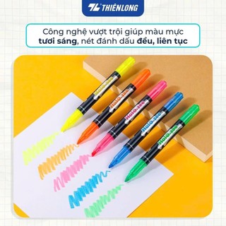 Bút Dạ Quang 2 Đầu Mực Neon Sáng Thiên Long HL-03 (Màu Vàng)