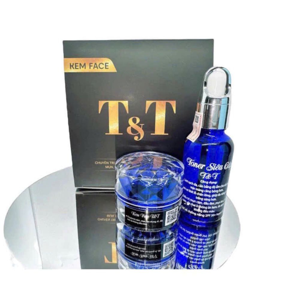 Combo 2 Món Kem Face 5gr Và Toner Tái Tạo T&T Giúp Da Đều Màu < Có Logo In Nổi Sau Nắp Hộp Kem & Trong Lồng Đáy Hộp Kem>