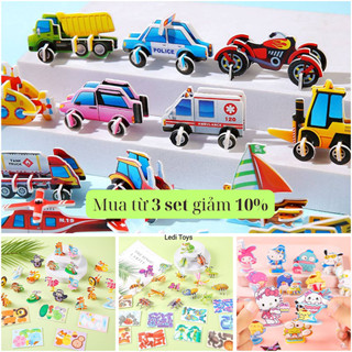 Set 30 mô hình giấy lắp ghép 3D nhiều chủ đề noel, khủng long, động vật biển, chữ cái, số đếm