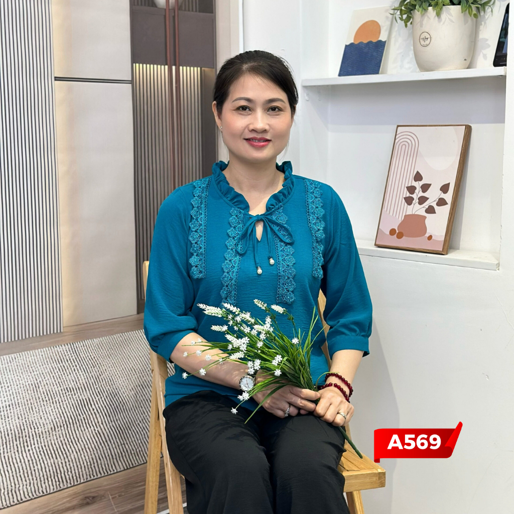 Áo Trung Niên Nữ A567, Mẫu Sơ Mi Tay Lỡ Cổ Bèo Thắt Nơ Sang Xịn Lịch Sự U60 | Thời Trang NP CLOTHING | BigBuy360 - bigbuy360.vn