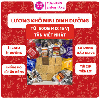   DÙNG THỬ  Túi 500G Lương Khô Mini Tân Việt Nhật Mix Vị - Thơm Ngon Ít Ngọt Ít Đường Ăn Kiêng 