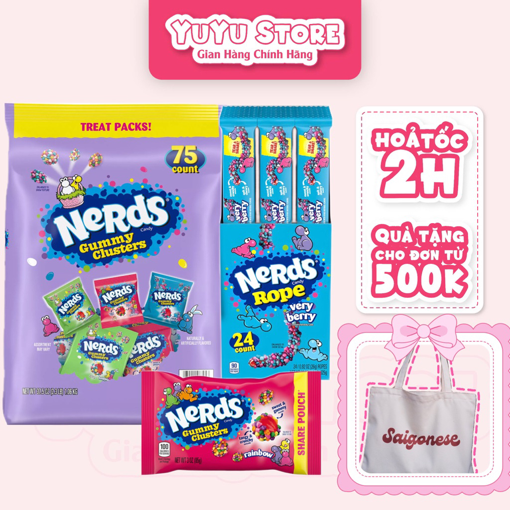 [Chính Hãng USA] Kẹo Nerds Gummy Clusters / Sour Patch Kids Vị Trái Cây (Size Mini)