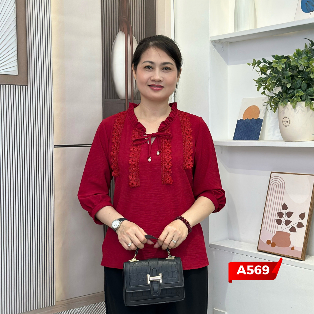 Áo Trung Niên Nữ A567, Mẫu Sơ Mi Tay Lỡ Cổ Bèo Thắt Nơ Sang Xịn Lịch Sự U60 | Thời Trang NP CLOTHING | BigBuy360 - bigbuy360.vn