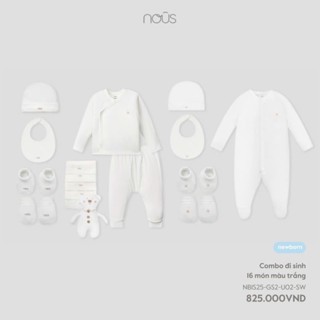 Nous Newborn Combo đi sinh, set quà tặng 16 và 19 món sơ sinh màu sắc phối họa tiết bé dưới 5.5kg BST T10