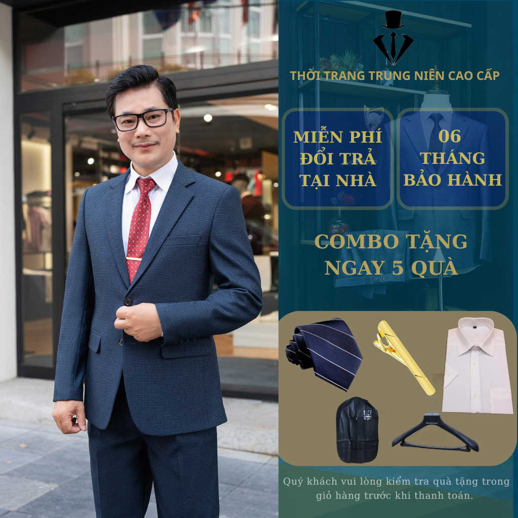 Bộ vestton nam trung niên,vest trung niên được may bằng chất vải cao cấp itali ( Tặng Cà Vạt )