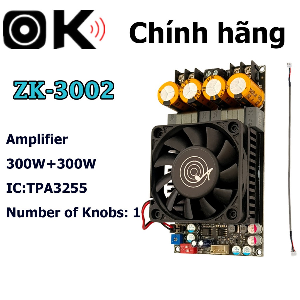 Okdiy  Mạch Khuếch Đại Âm Thanh ZK-3002 TPA3255 stereo 300WX2 bridge mono 600W 18-50vDC