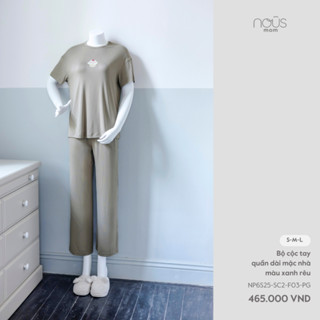 Nous Homewear  Bộ quần áo mặc nhà cho mẹ bầu, sau sinh áo phông quần dài chất petit mềm mát cho mẹ dưới 70kg