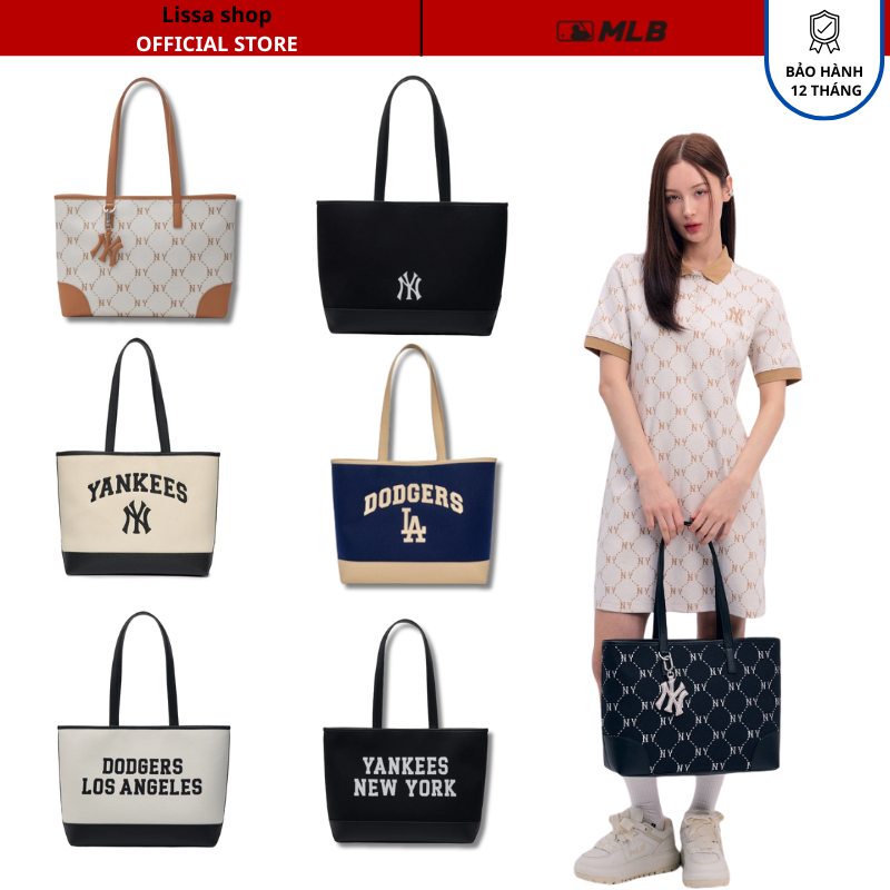 [Hàng loại 1] Túi Tote ML.B to bucket varsity canvas bag NY Yankess đeo vai mẫu mới 2025 Lissashop