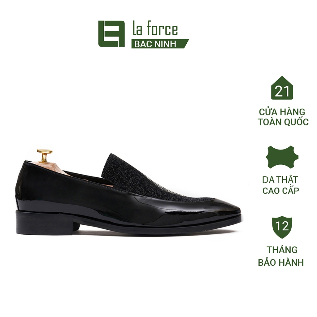 Giày lười nam LaForce Bắc Ninh GNLAJD6611-1028-D-BN da bò mặt da cá đuối đẹp