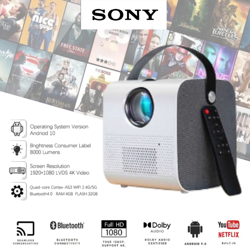 Máy chiếu thông minh Q3 PRO Android 11.0 tự động điều chỉnh hướng hình ảnh HD 1080P 4K WiFi Bluetooth YouTube Netflix