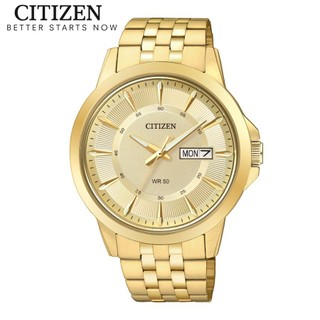 Đồng hồ nam citizen pin-quartz dây thép không gỉ bf2013-56p - mặt vàng