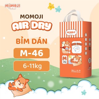  Phiên Bản Mới  Tã Bỉm Dán Momoji Air Dry Êm Mềm Siêu Khô Thoáng An Toàn Cho Bé Size M46 
