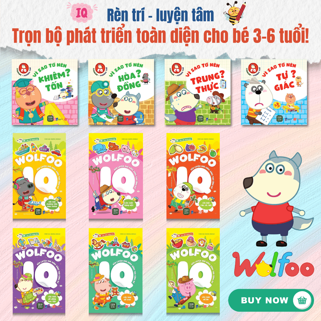 Sách Combo 4 Cuốn WOLFOO EQ + Combo 6 Cuốn WOLFOO IQ