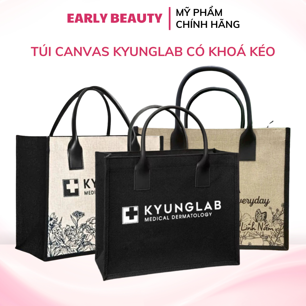 Túi vải canvas Kyunglab Túi cói Lina Túi vải tote du lịch form đứng, có quai xách tay cầm, khoá kéo – Early Beauty