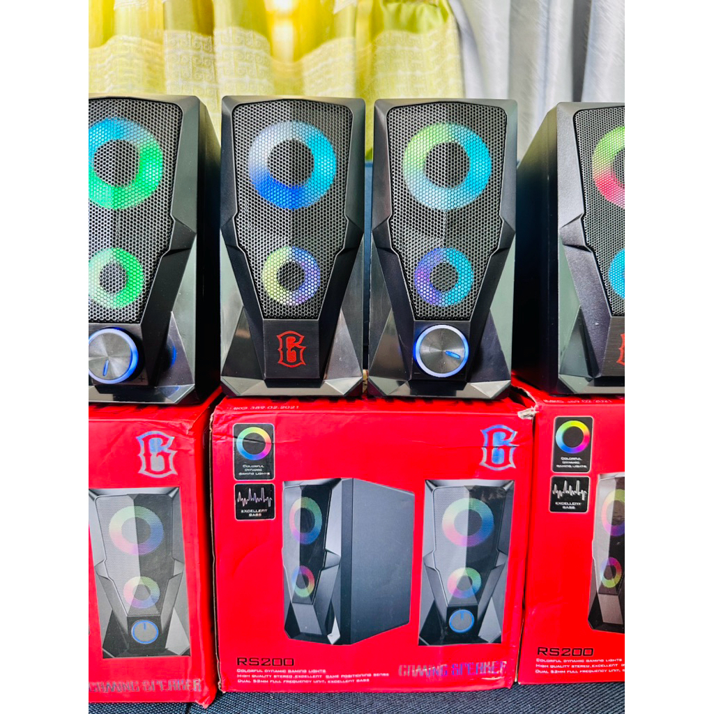 LOA VI TÍNH ROBOT RS200   - Âm Thanh Vòm Stereo, Bass Mạnh, Kết Nối 2 Loa, Có Đèn RGB